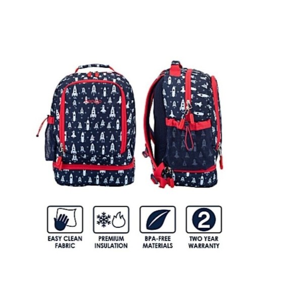 Bentgo Kids Prints 2-in-1 Backpack Lunch Bag Insulated Space Rockets School - Picture 5 of 14